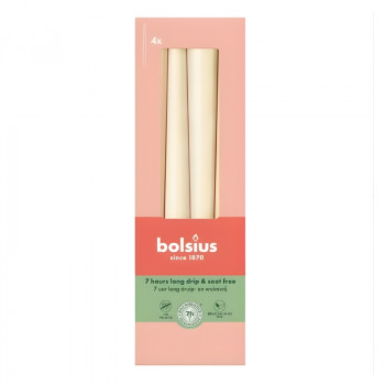Bolsius tafelkaarsen 245/24 mm, parelkleur, 4 stuks
