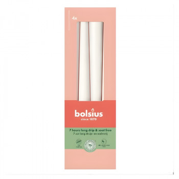 Bolsius tafelkaarsen 245/24 mm, wit, 4 stuks