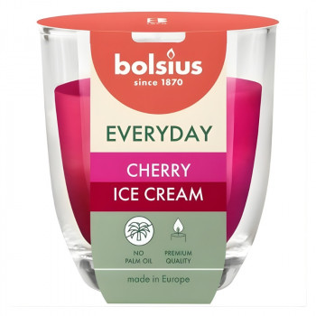 Bolsius Everyday geurkaars in glas Ø70 x 80 mm, Cherry Ice Cream