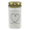 Candela grafkaars met deksel 5,6x11,5 cm, brandduur ~40 uur, wit met mixprint