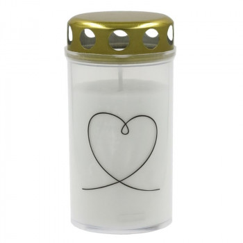 Candela grafkaars met deksel 5,6x11,5 cm, brandduur ~40 uur, wit met mixprint