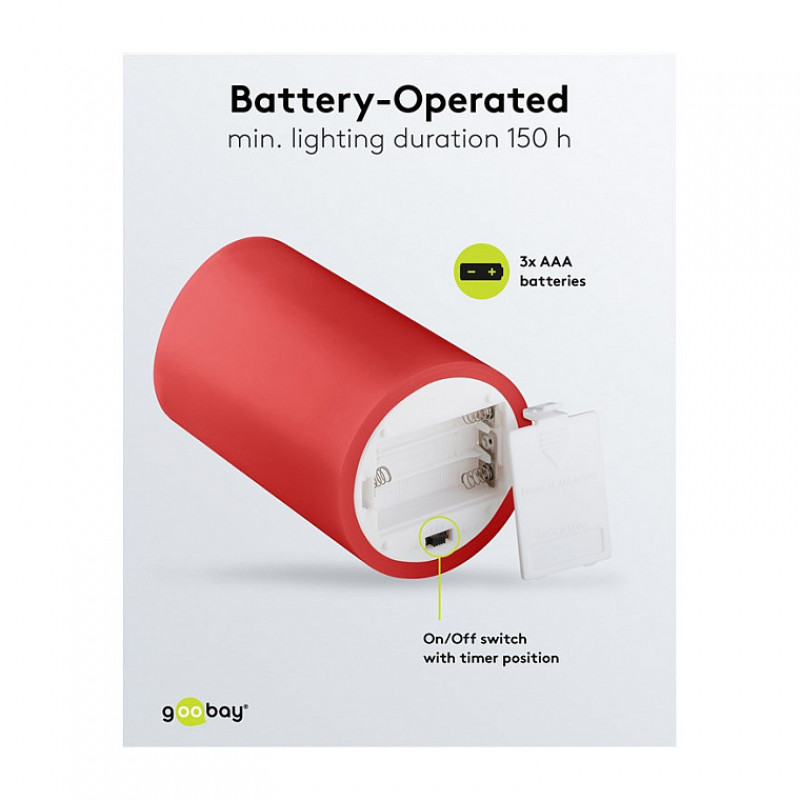 Goobay LED-waskaarsen, 10 cm, rood