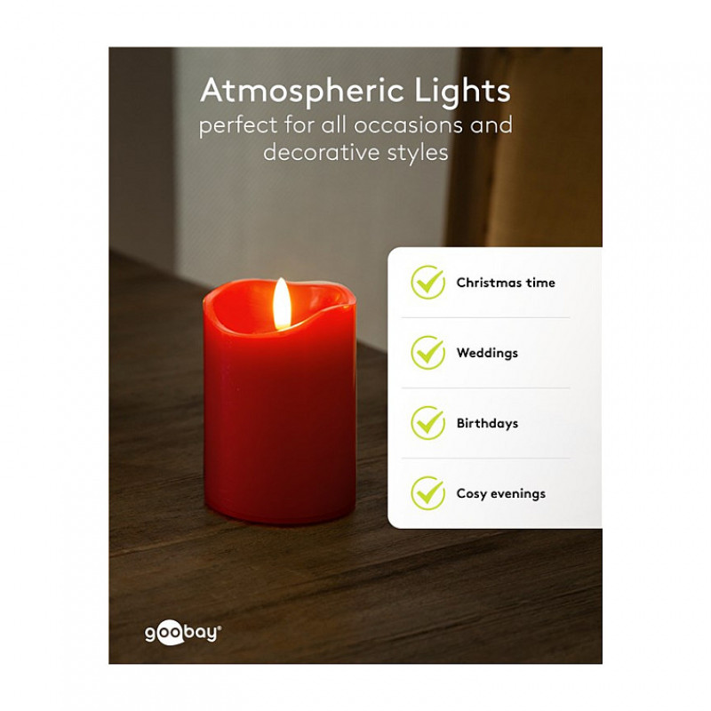 Goobay LED-waskaarsen, 10 cm, rood