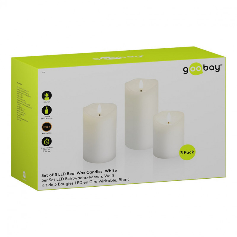 Goobay LED-echte waskaarsen, wit