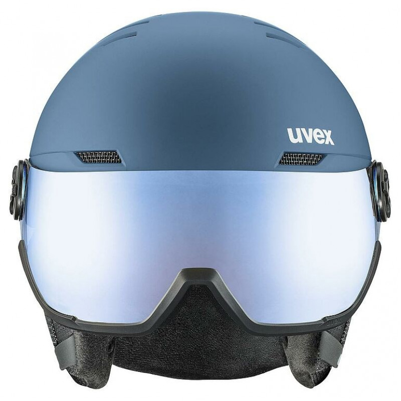 UVEX Wanted Visor skihelm, steen/blauw, 58-61