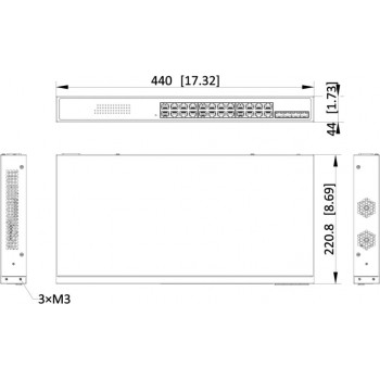 Hikvision DS-3E1528P-SI-24P4F 24-poorts Gigabit PoE smart switch, 4x Gigabit-glasvezelpoorten, 370 W