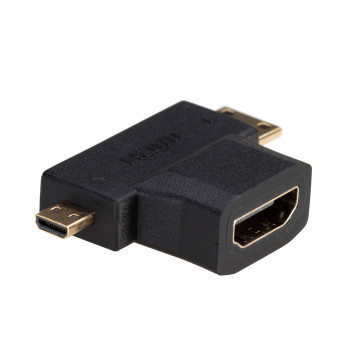 Akyga AK-AD-23 HDMI (F) naar Mini HDMI (M) / Micro HDMI (M) adapter, zwart