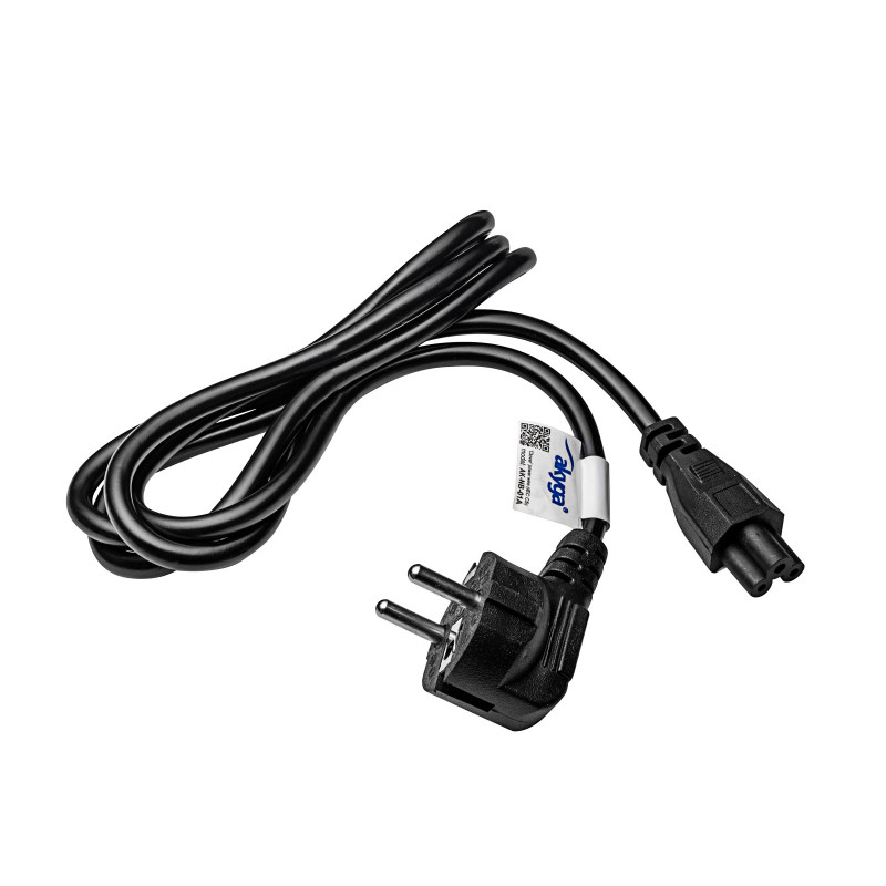 Akyga AK-NB-01A notebook-netkabel CEE 7/7 naar IEC C5 (klavertje), 3x 0,5 mm², 1,5 m, zwart