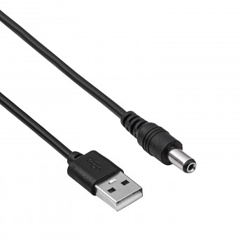 Akyga AK-DC-01 stroomkabel USB-A stekker naar DC 5,5 x 2,1 mm stekker, 0,8 m, zwart