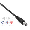 Akyga AK-DC-01 stroomkabel USB-A stekker naar DC 5,5 x 2,1 mm stekker, 0,8 m, zwart