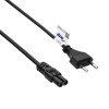 Akyga AK-RD-02C netkabel Eurostekker (CEE 7/16) naar IEC C7, 2x 0,5 mm² koper, 3 m, zwart