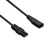 Akyga AK-RD-08A IEC C8 naar IEC C7 stroomverlengkabel, 2x 0,5 mm², 1,5 m, zwart