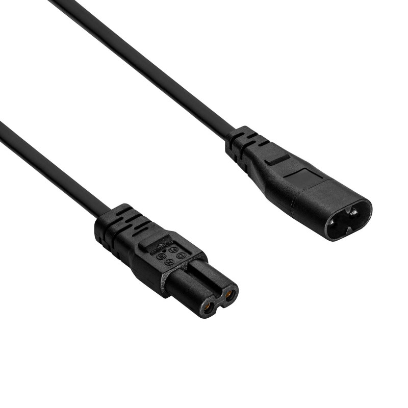 Akyga AK-RD-08A IEC C8 naar IEC C7 stroomverlengkabel, 2x 0,5 mm², 1,5 m, zwart