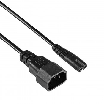 Akyga AK-PC-15A IEC C14 naar IEC C7 stroomkabel, 2x 0,5 mm², 1,5 m, zwart