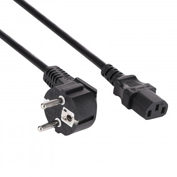 Akyga AK-PC-01S netkabel CEE 7/7 (Schuko) naar IEC C13, 3x 1,5 mm² koper, 1,5 m, zwart