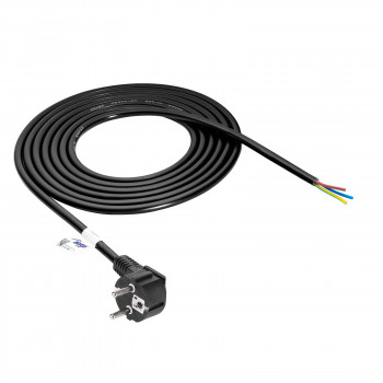 Akyga AK-OT-01S CEE 7/7 netkabel met open uiteinde, 3x 1,5 mm² koper, 1,5 m, zwart
