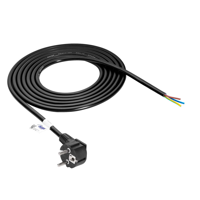 Akyga AK-OT-01S CEE 7/7 netkabel met open uiteinde, 3x 1,5 mm² koper, 1,5 m, zwart