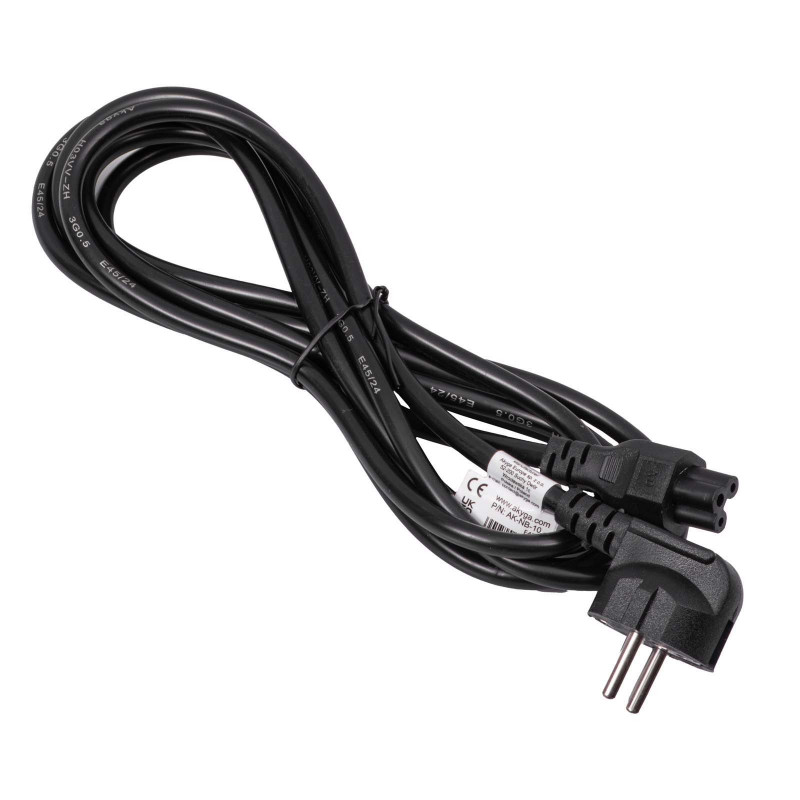 Akyga AK-NB-10C notebook-netkabel CEE 7/7 naar IEC C5, 3x 0,75 mm² koper, 3 m, zwart