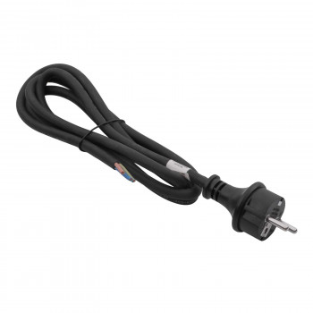 Akyga AK-OT-02S CEE 7/7 rubberen netkabel met open uiteinde, H05RR-F 3x 1,5 mm², 1,8 m, zwart