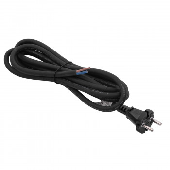 Akyga AK-OT-05S CEE 7/17 rubberen netkabel met open uiteinde, H05RR-F 2x 1,5 mm², 3 m, zwart