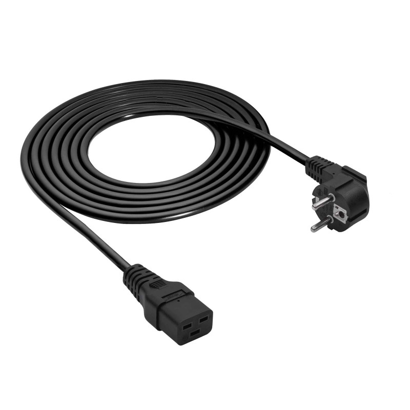 Akyga AK-UP-01S servernetkabel CEE 7/7 (Schuko) naar IEC C19, koper 3 x 1,5 mm², 16 A, 1,8 m, zwart