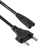 Akyga AK-RD-02A netkabel CEE 7/16 (Eurostekker) naar IEC C7 (contra), CCA 2 x 0,5 mm², 3 m, zwart