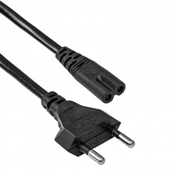 Akyga AK-RD-02A netkabel CEE 7/16 (Eurostekker) naar IEC C7 (contra), CCA 2 x 0,5 mm², 3 m, zwart