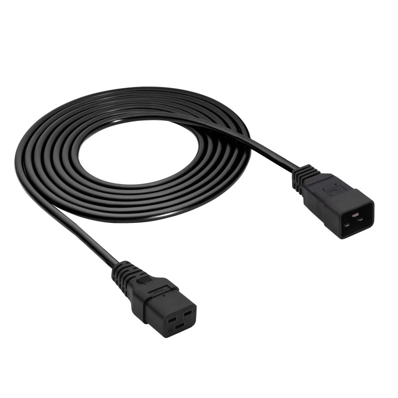 Akyga AK-UP-03S server-netverlengkabel IEC C20 naar IEC C19, koper 3 x 1,5 mm², 16 A, 1,8 m, zwart
