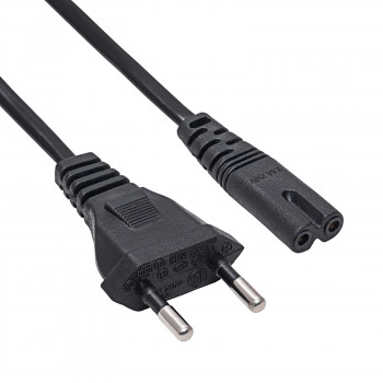 Akyga AK-RD-04A netkabel CEE 7/16 (Eurostekker) naar IEC C7 (contra), CCA 2 x 0,5 mm², 0,5 m, zwart