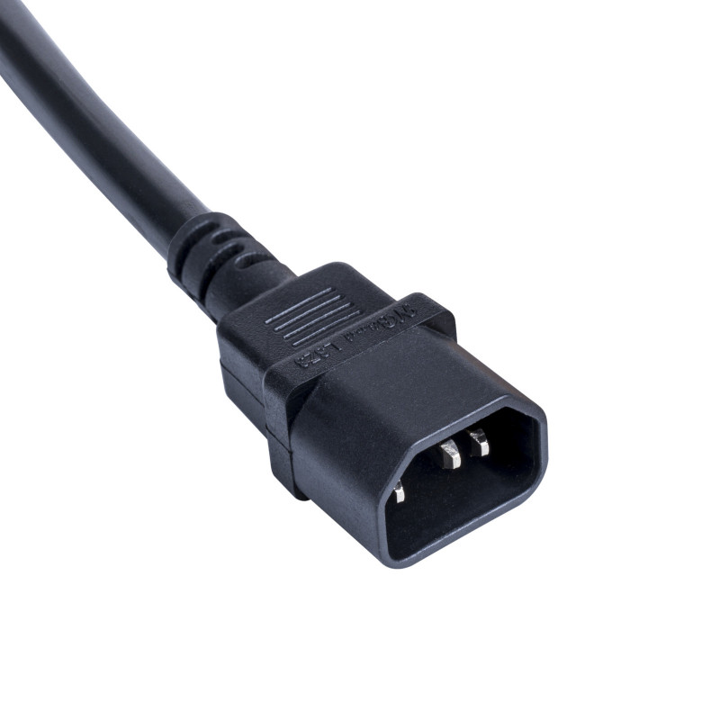 Akyga AK-PC-13A netadapterkabel IEC C14 naar CEE 7/3 (Schuko) bus, koper 3 x 0,75 mm², 1 m, zwart