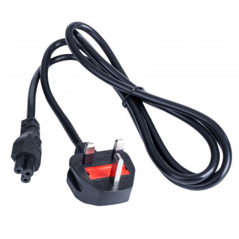 Akyga AK-AG-02A netkabel UK BS 1363 (Type G) naar IEC C5 (klaverblad), CCA 3 x 0,5 mm², 1,5 m, zwart
