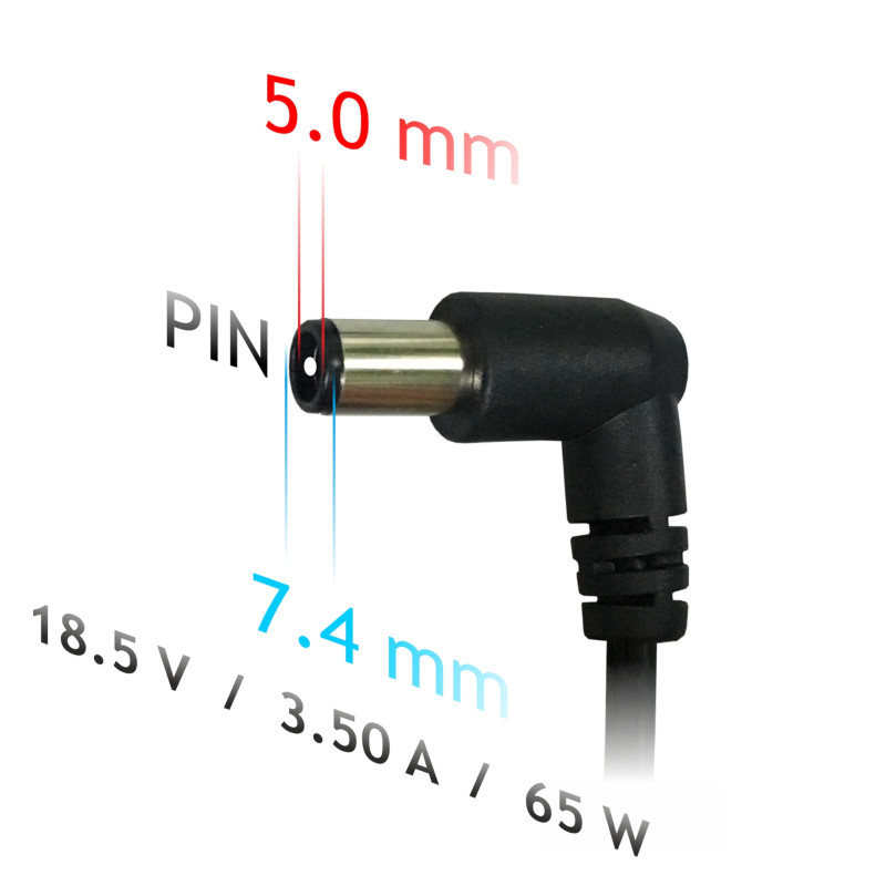 Akyga AK-ND-03 notebookvoeding 18,5 V / 3,5 A, 65 W, 7,4 x 5,0 mm + pin, 1,2 m, voor HP