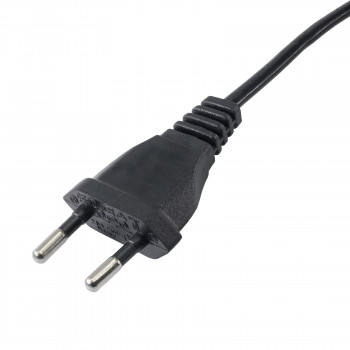 Akyga AK-OT-05A netkabel met open uiteinde CEE 7/16 (Eurostekker), koper 2 x 0,75 mm², 1,5 m, zwart