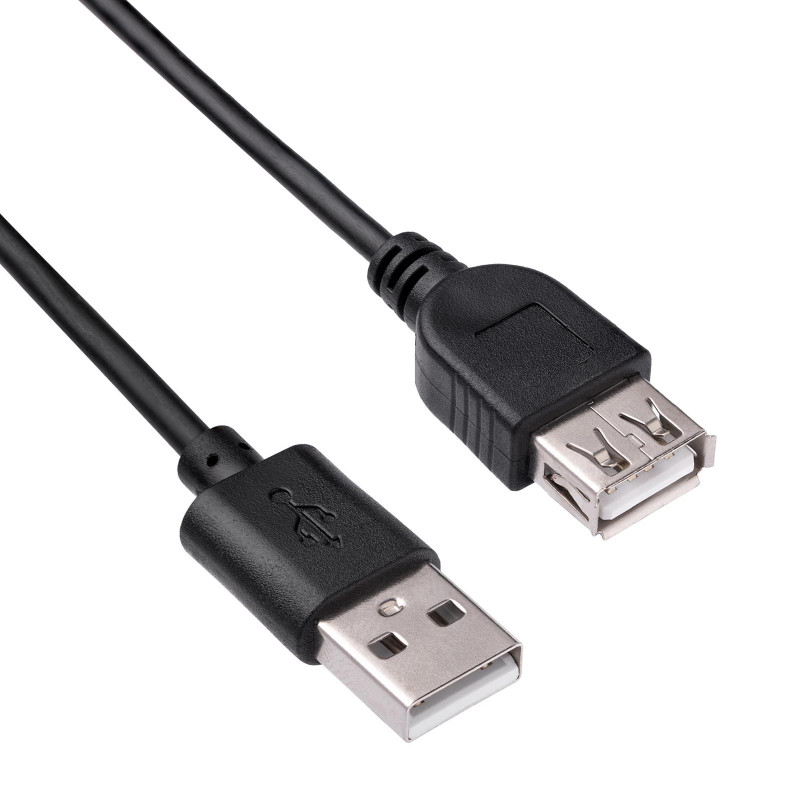 Akyga AK-USB-07 USB 2.0-verlengkabel USB-A stekker naar bus, 1,8 m, zwart