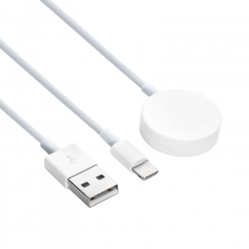 Akyga AK-SW-43 oplaadkabel voor Apple Watch Ultra 2 / Series 9/8/7/6/5/4/3/2/1 met Lightning-aansluiting, USB, 1 m, wit