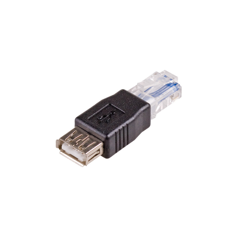 Akyga AK-AD-27 USB-A (F) naar RJ45 (M) adapter, zwart