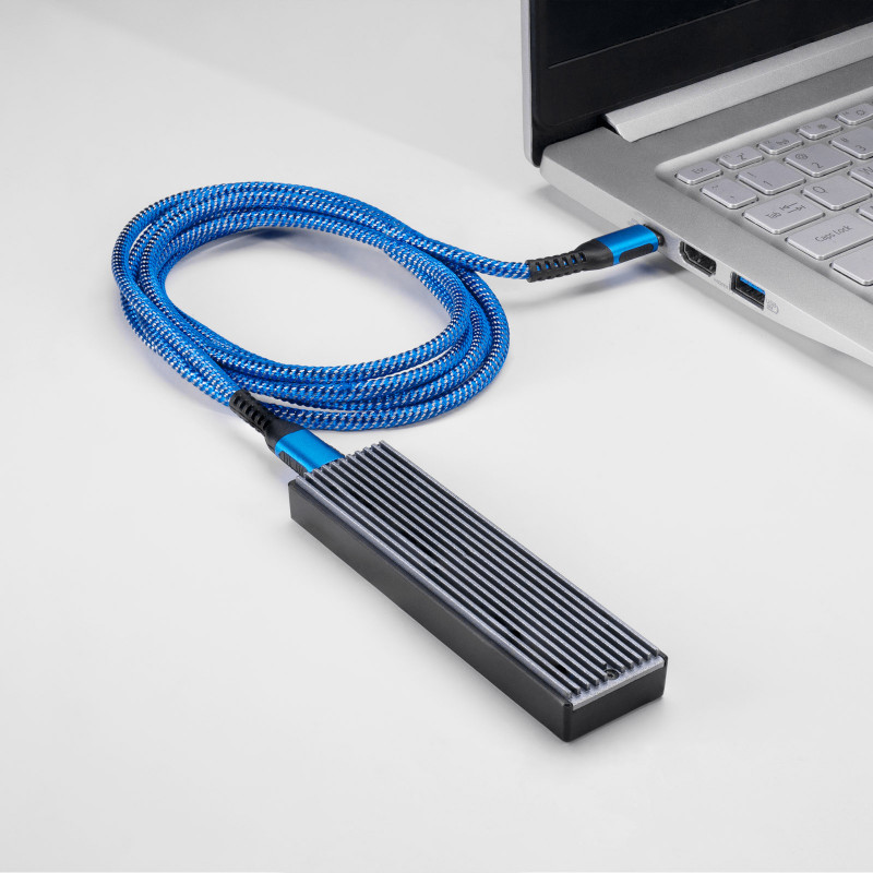 Akyga AK-USB-36 gevlochten USB-C-naar-USB-C-kabel, USB 2.0, 100 W, 0,5 m, blauw