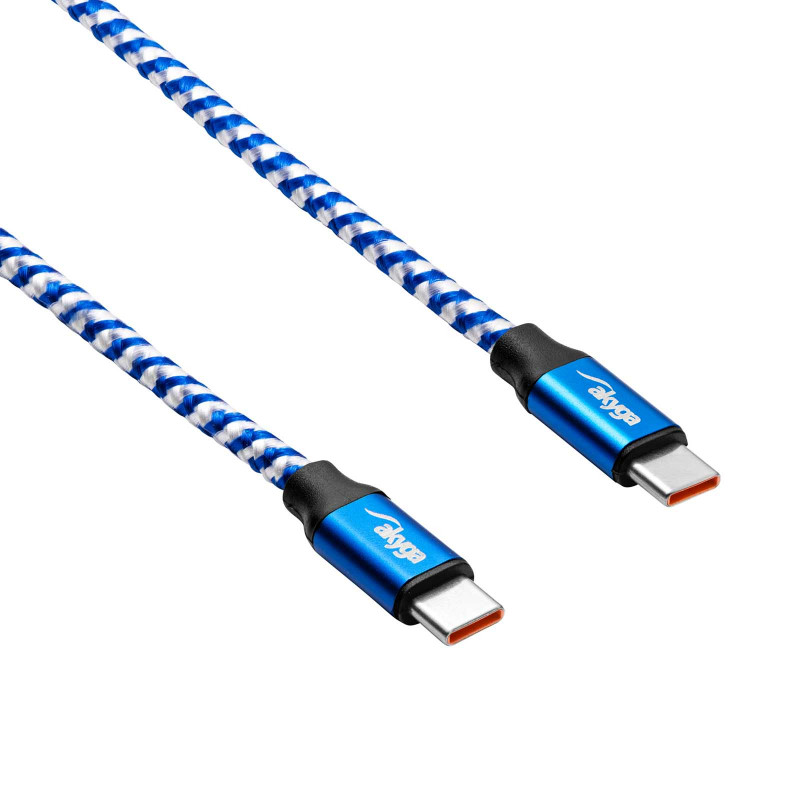 Akyga AK-USB-37 gevlochten USB-C-naar-USB-C-kabel, USB 2.0, 100 W, 1 m, blauw
