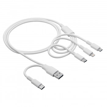 Akyga AK-USB-52 USB-kabel USB-A + USB-C naar Micro-USB + USB-C + Lightning, 1,2 m