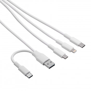Akyga AK-USB-52 USB-kabel USB-A + USB-C naar Micro-USB + USB-C + Lightning, 1,2 m