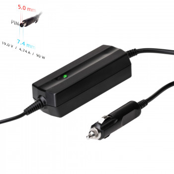 Akyga AK-ND-32 auto-notebookvoeding 19 V / 4,74 A, 90 W, 7,4 x 5,0 mm + pin, voor HP