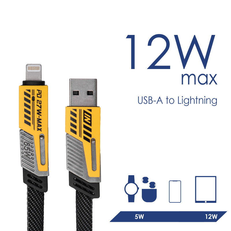 Akyga AK-USB-57 gevlochten 4-in-1-kabel USB-A/USB-C naar USB-C/Lightning, USB 2.0, 65 W, 1 m, grijs