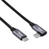 Akyga AK-USB-54 gevlochten USB-C-naar-USB-C-kabel met haakse stekker, USB 2.0, 60 W, 1 m, zwart