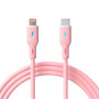 Akyga AK-USB-71 USB-C-naar-Lightning-siliconenkabel, USB 2.0, 30 W, 1 m, roze