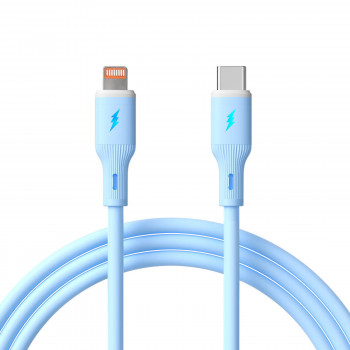 Akyga AK-USB-72 USB-C-naar-Lightning-siliconenkabel, USB 2.0, 30 W, 1 m, blauw