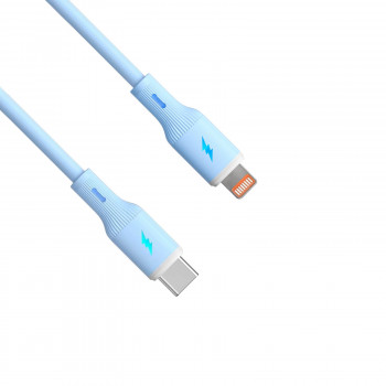 Akyga AK-USB-72 USB-C-naar-Lightning-siliconenkabel, USB 2.0, 30 W, 1 m, blauw