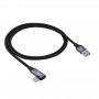 Akyga AK-USB-74 USB-A naar haakse USB-C gevlochten kabel, USB 2.0, 60 W, 1 m, zwart