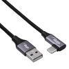 Akyga AK-USB-74 USB-A naar haakse USB-C gevlochten kabel, USB 2.0, 60 W, 1 m, zwart
