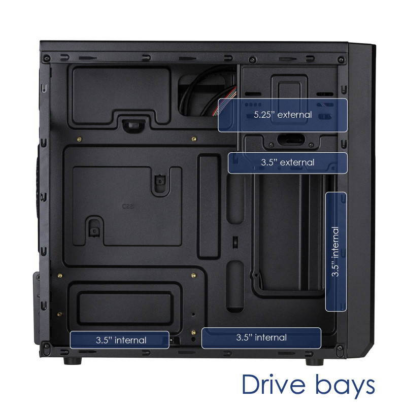Akyga AK17BK Micro-ATX-towerbehuizing, 2x USB 3.0, zonder voeding, zwart