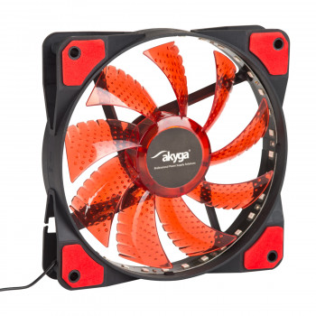 Akyga AW-12E-BR 120 mm behuizingsventilator, 33 rode leds, Molex, zwart